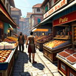 ** A bustling in-game marketplace scene in Heat 2. Players are actively trading goods, with visual cues highlighting items with high demand and low supply (perhaps a sparkling effect or larger stacks of those items). The scene should convey a sense of urgency and opportunity. Prompt: "A vibrant marketplace in Heat 2. Players trade eagerly, focusing on rare and sought-after items. Highlight the principles of supply and demand in this virtual bazaar."

**